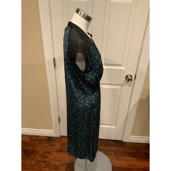 Cotelac Blue Lizard Print Short Sleeve Collared Dress Size 0 - Picture 4 of 7